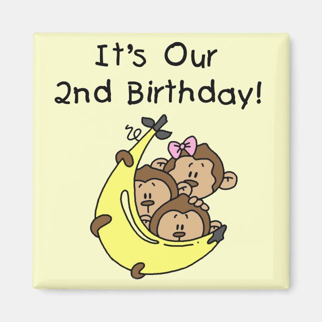 Imán Trillizos 2 - Dos niños/ una camiseta Chica (Frente)