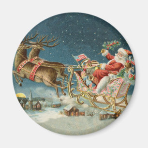 Imán Trineo Antiguo de Navidad de Santa Claus Reno