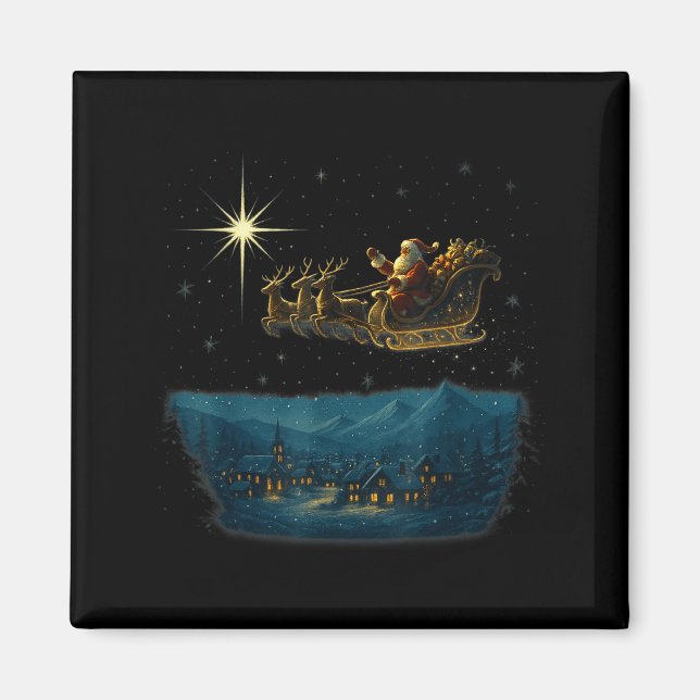 Imán Trineo de Santa con y estrellas  (Frente)