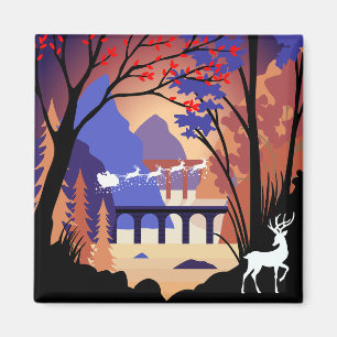 Imán Trineo de Santa Navidad del Bosque Crepuscular