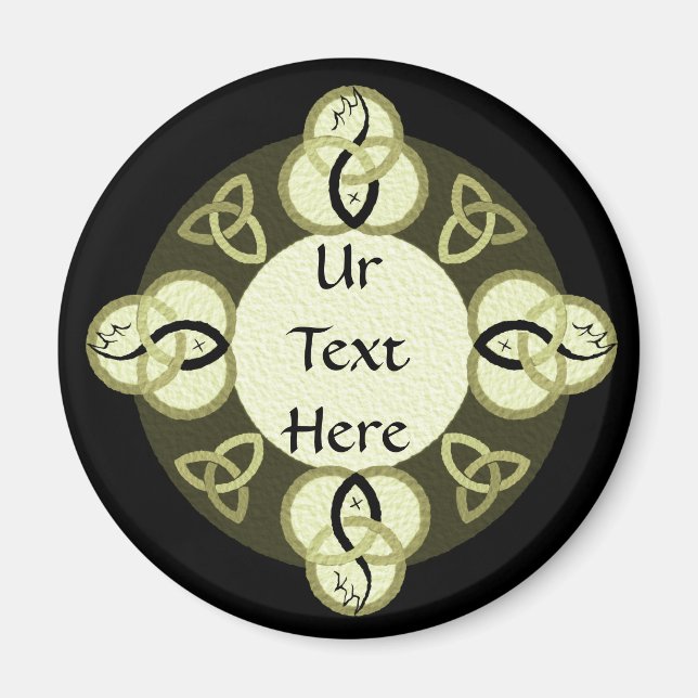 Imán Trinidad gris claro y monograma de pescado negro (Frente)