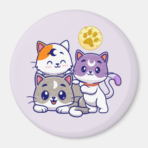 Imán Trio Adorable - Tres Gatos Cubiertos
