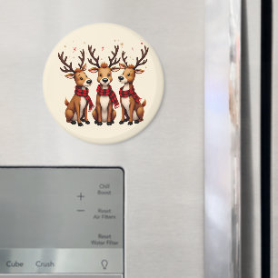 Imán Trío de adorables renos de Navidad con bufandas de