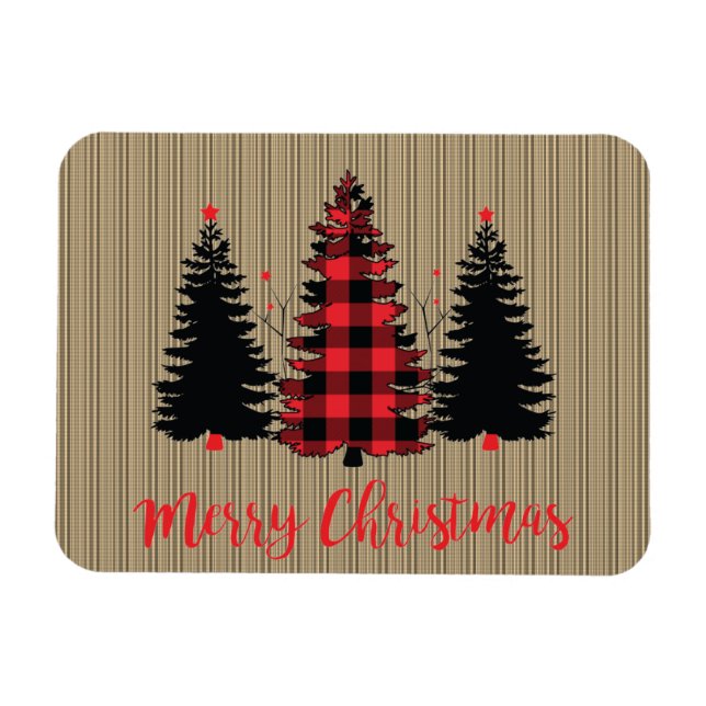 Imán Trío de árboles de navidad de Rustic Farmhouse (Horizontal)