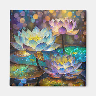 Imán Trío de flores de loto brillantes