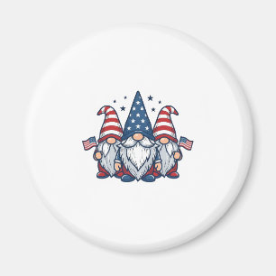 Imán Trío de gnomos patrióticos diseño vectorial vintag