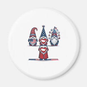 Imán Trío de gnomos patrióticos diseño vectorial vintag