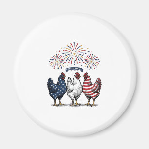 Imán Trio de pollo patriótico grabado vintage vector De