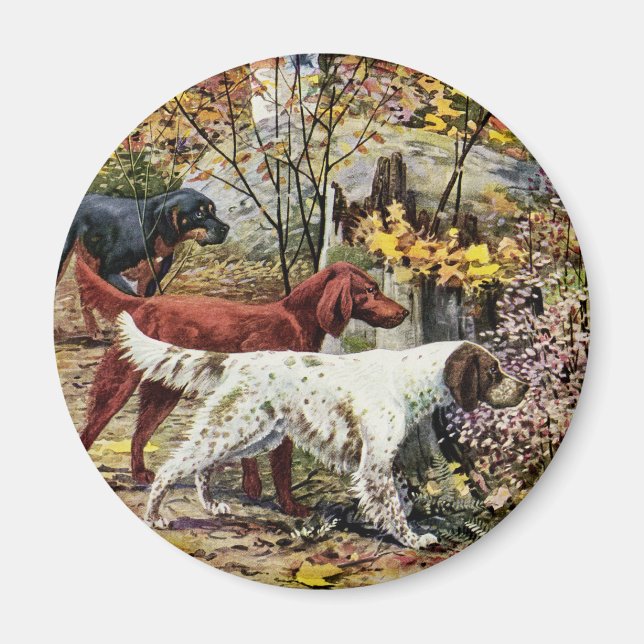 Imán Trío de Setter de Perros Vintage (Frente)