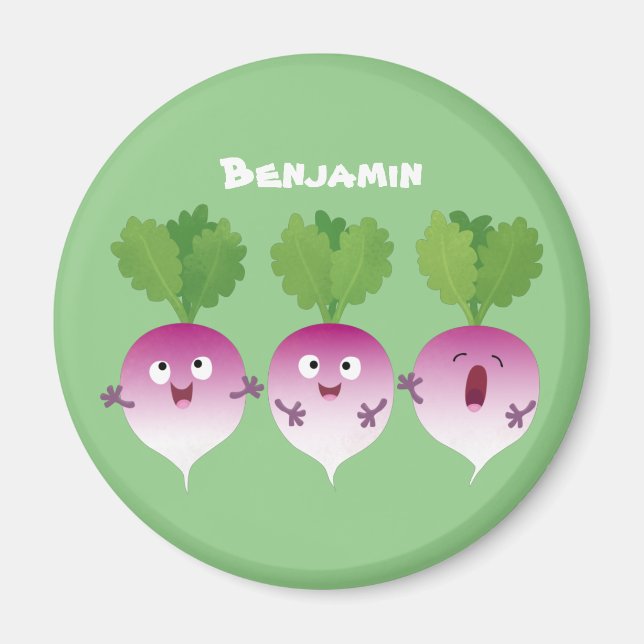 Imán Trío de verduras de nabo lindo personalizado (Frente)