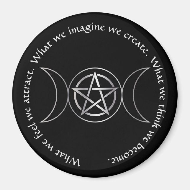 Imán Triple diosa de la luna Wicca Pentacle (Frente)