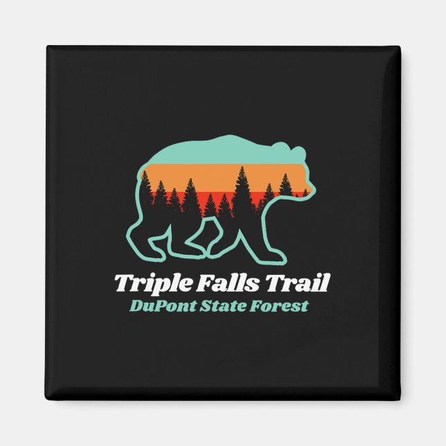 Imán Triple Falls Trail Dupont State Forest Bear Souven (Frente)