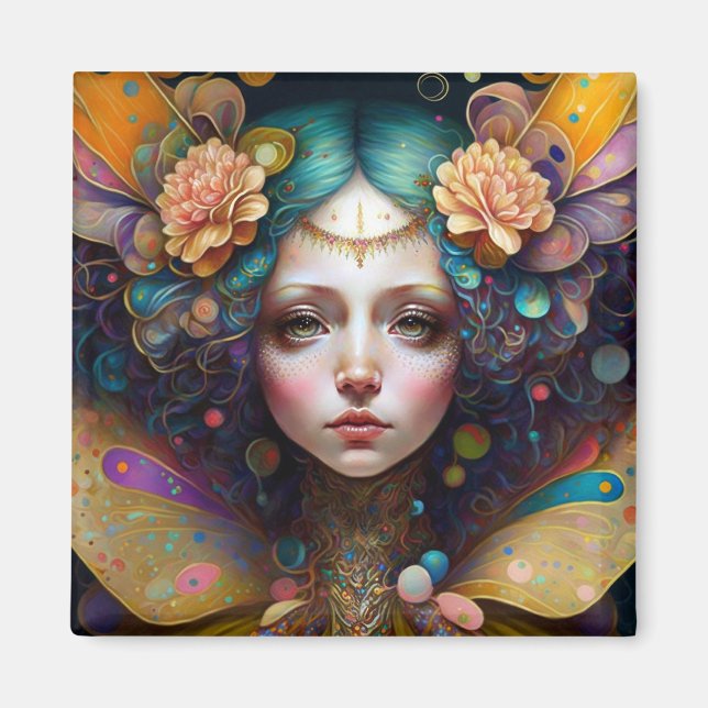 Imán Trippy Fairy Fantasy Art (Frente)