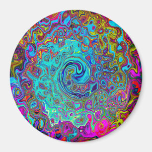 Imán Trippy Sky Blue Abstract Retro Liquid Swirl