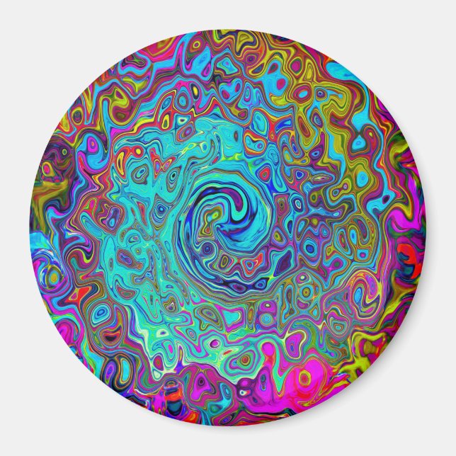 Imán Trippy Sky Blue Abstract Retro Liquid Swirl (Frente)