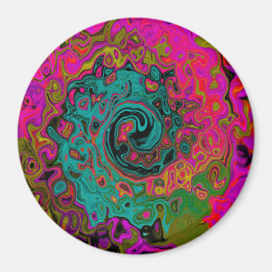 Imán Trippy Turquoise Resumen Retro Liquid Swirl