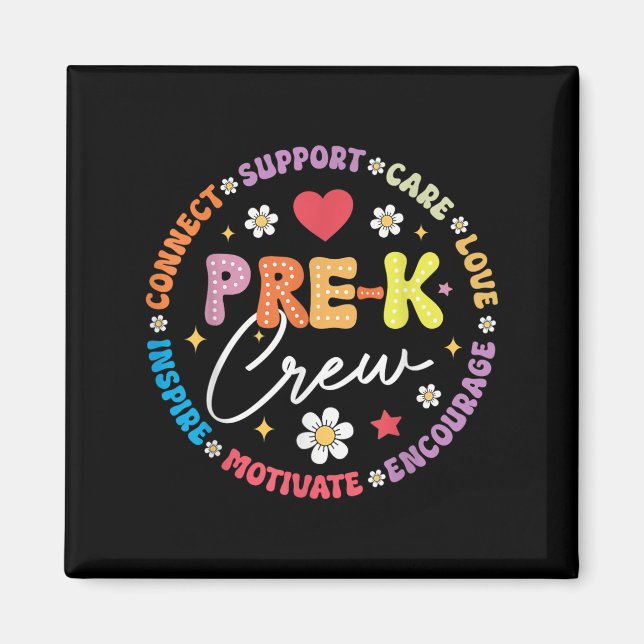 Imán Tripulación de Prek Primer Día de Enseñanza Gracio (Frente)