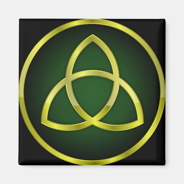 Imán triquetra de oro y verde (Frente)