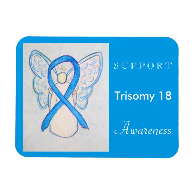 Imán Trisomy 18 Awareness Ribbon Angel Magnet (Horizontal)