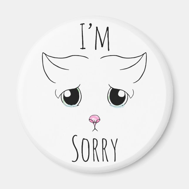 Imán Triste cara de gato: Lo siento (Frente)