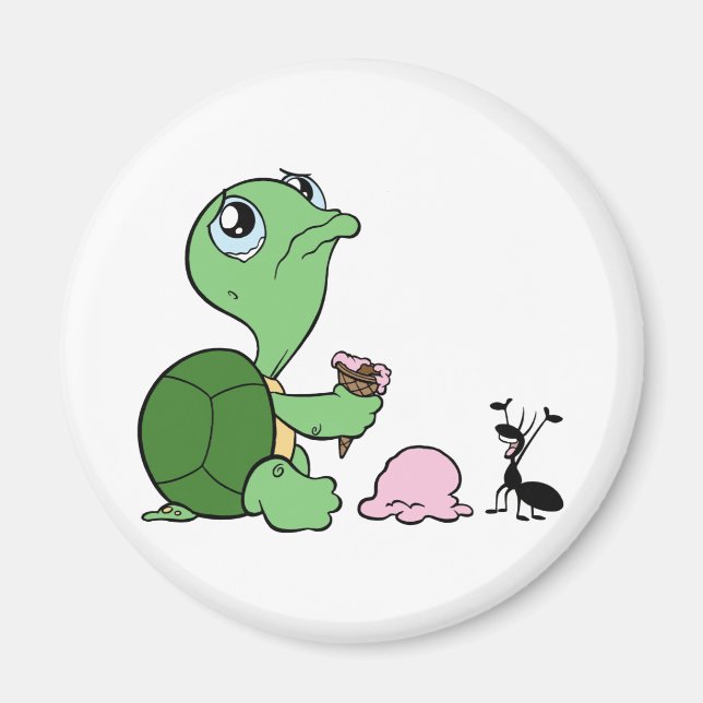 Imán Triste Tortuga feliz hormiga (Frente)