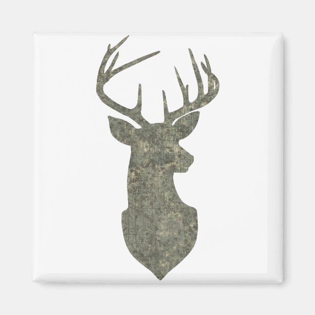 Imán Trofeo Regal Deer Silhouette Buck en camuflaje (Frente)