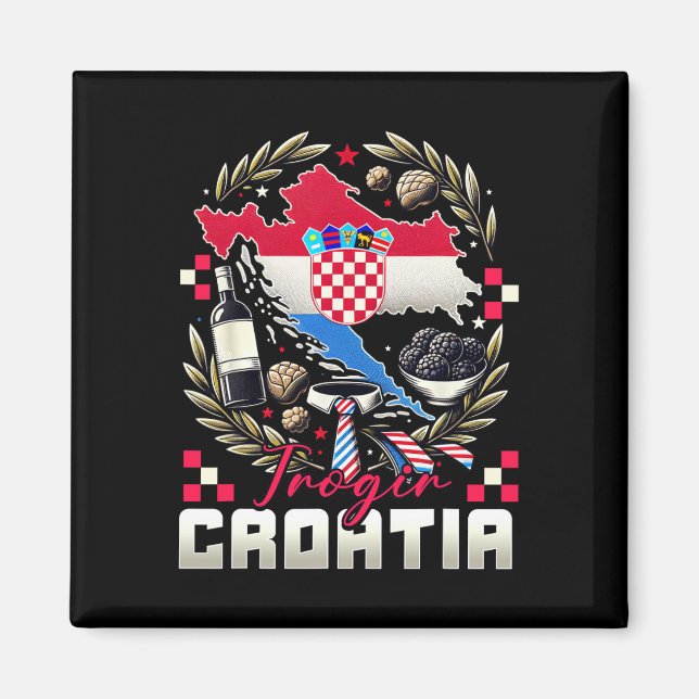Imán Trogir Croatia Souvenir Croatian Flag Map  (Frente)
