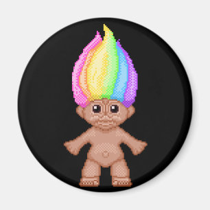 Imán Trol arcoiris, arte píxel, kawaii, vaporwave, nos