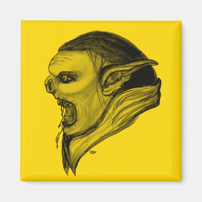 Imán Troll schwarz gelb design (Frente)