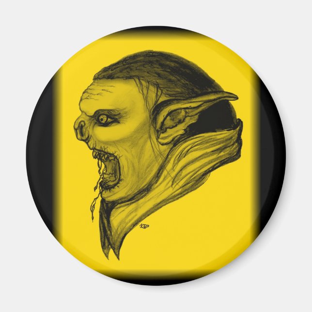 Imán Troll schwarz gelb design (Frente)