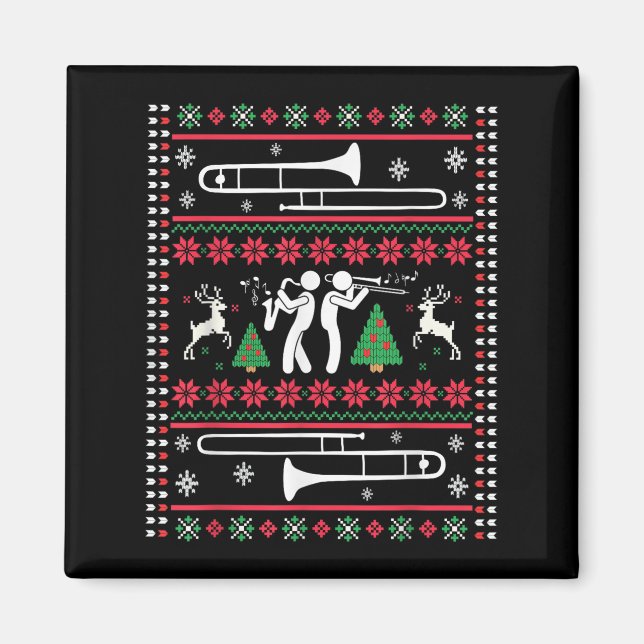 Imán Trombone Christmas Ugly Trombonist Jazz Music Marc (Frente)