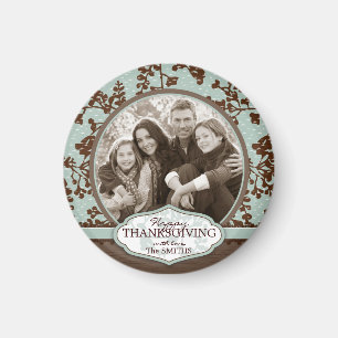 Imán Troncos florales de la caída en azul y Brown del