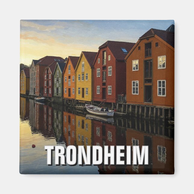 Imán Trondheim Bakklandet Noruega Viaje (Frente)