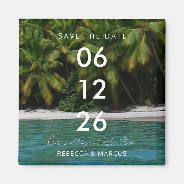 Imán Tropical Beach Destination Wedding Save the Date (Frente)