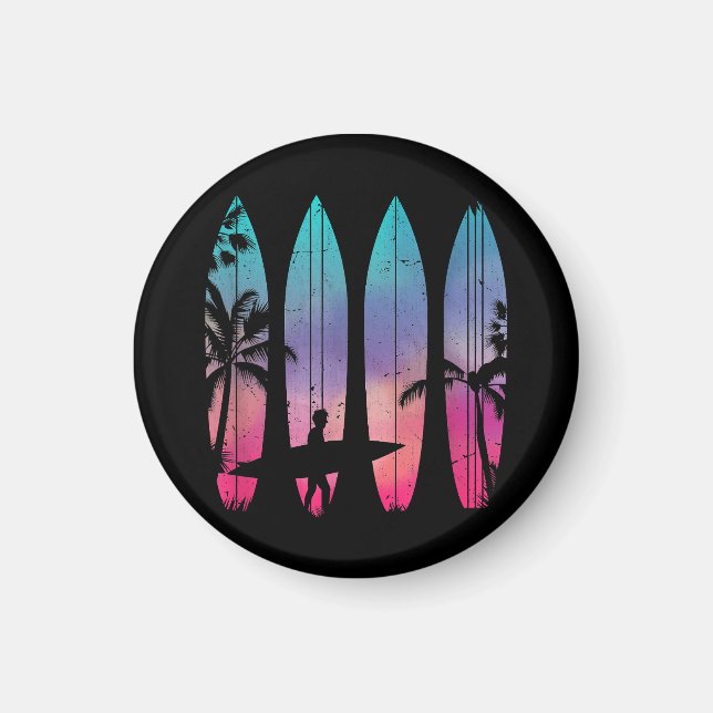Imán Tropical Beach Surfboard Surfing Surfing Ocean (Frente)