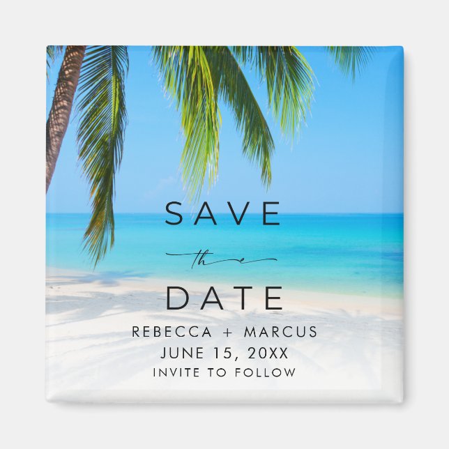 Imán Tropical Beach Wedding Save the Date (Frente)