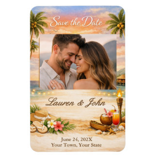 Imán Tropical Breeze Photo Save The Date Wedding Magnet