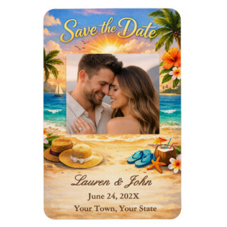 Imán Tropical Eternity Photo Save Date Wedding Magnet