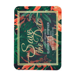 Imán Tropical Floral & Gold Frame Wedding Guardar La Fe