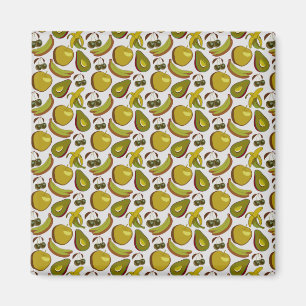 Imán Tropical fruit seamless pattern yellow and white