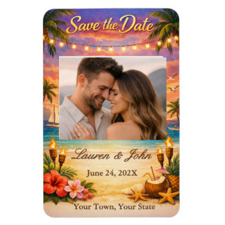 Imán Tropical Harmony Photo Save Date Wedding Magnet