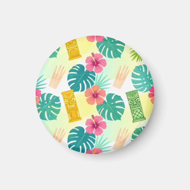 Imán Tropical Hawaiian Tiki Pattern for Parties Wedding (Frente)