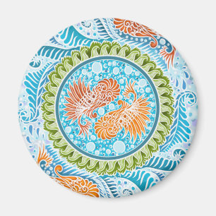 Imán Tropical Koi Mandala Vibrante Ocean Zen Art