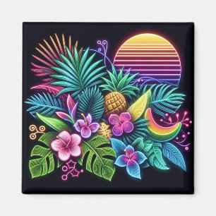 Imán Tropical neón colorido/hawaiano