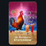 Imán Tropical Rooster Cocktail Funny Cruise Stateroom L<br><div class="desc">El pollo en este humorístico diseño de imán 4x6 sabe qué hora es - es hora de beber, por supuesto, porque es tiempo COCKtail! Este imán tropical tonto es perfecto para la puerta del camarote en un crucero divertido para adultos. Se muestra un gallo con un par de bebidas coloridas...</div>