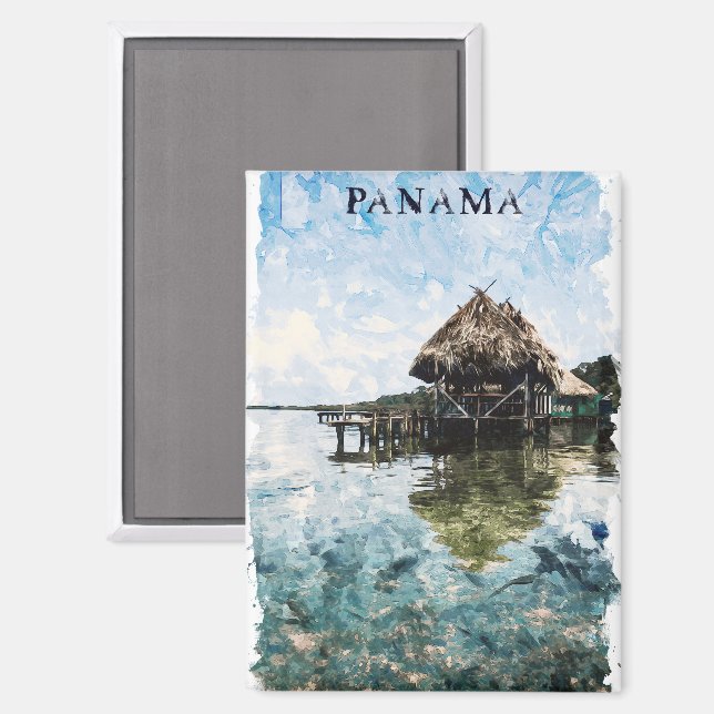 Imán Trópico Panamá Bocas Del Toro Viaje Vintage (Anverso/Reverso)