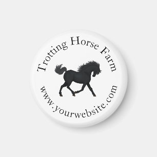Imán Trotting Black Horse Circular Textos Ecuestres
