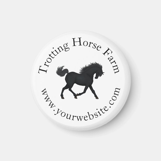 Imán Trotting Black Horse Circular Textos Ecuestres (Frente)