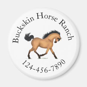 Imán Trotting Buckskin Horse Circular Textos Ecuestres