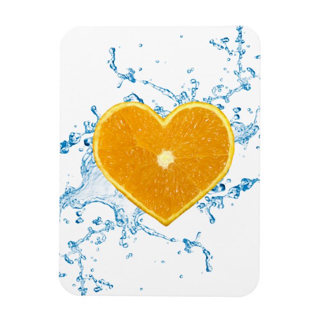 Imán Trozo de Naranja en forma de corazón (Vertical)